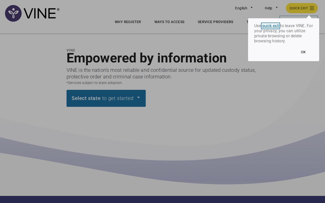 VINELink search interface for one Accomack County inmate